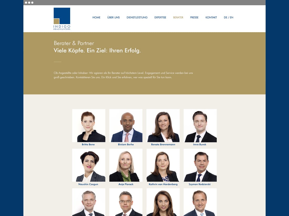Indigo Headhunters - Berater Übersicht